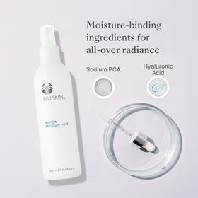Nu Skin mist chilled in fridge to illustrate cooling relief and refreshing spray benefit