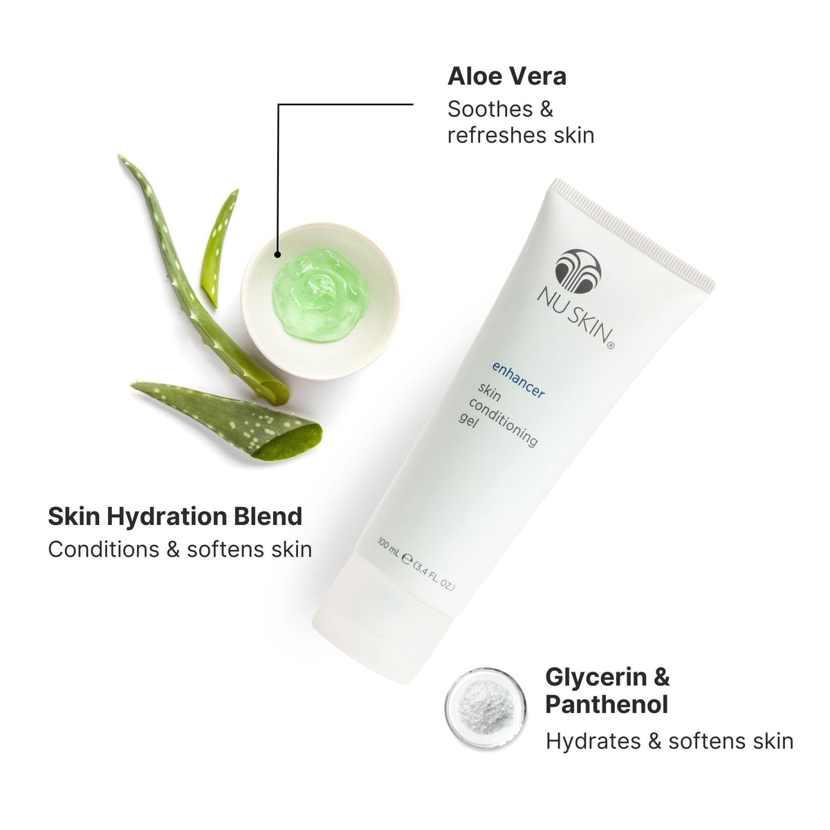 Nu Skin application in hand demonstrating smooth spreadability and quick hydration benefit