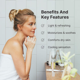 Nu Skin used after shaving on jawline showing calming effect and reduced irritation benefit