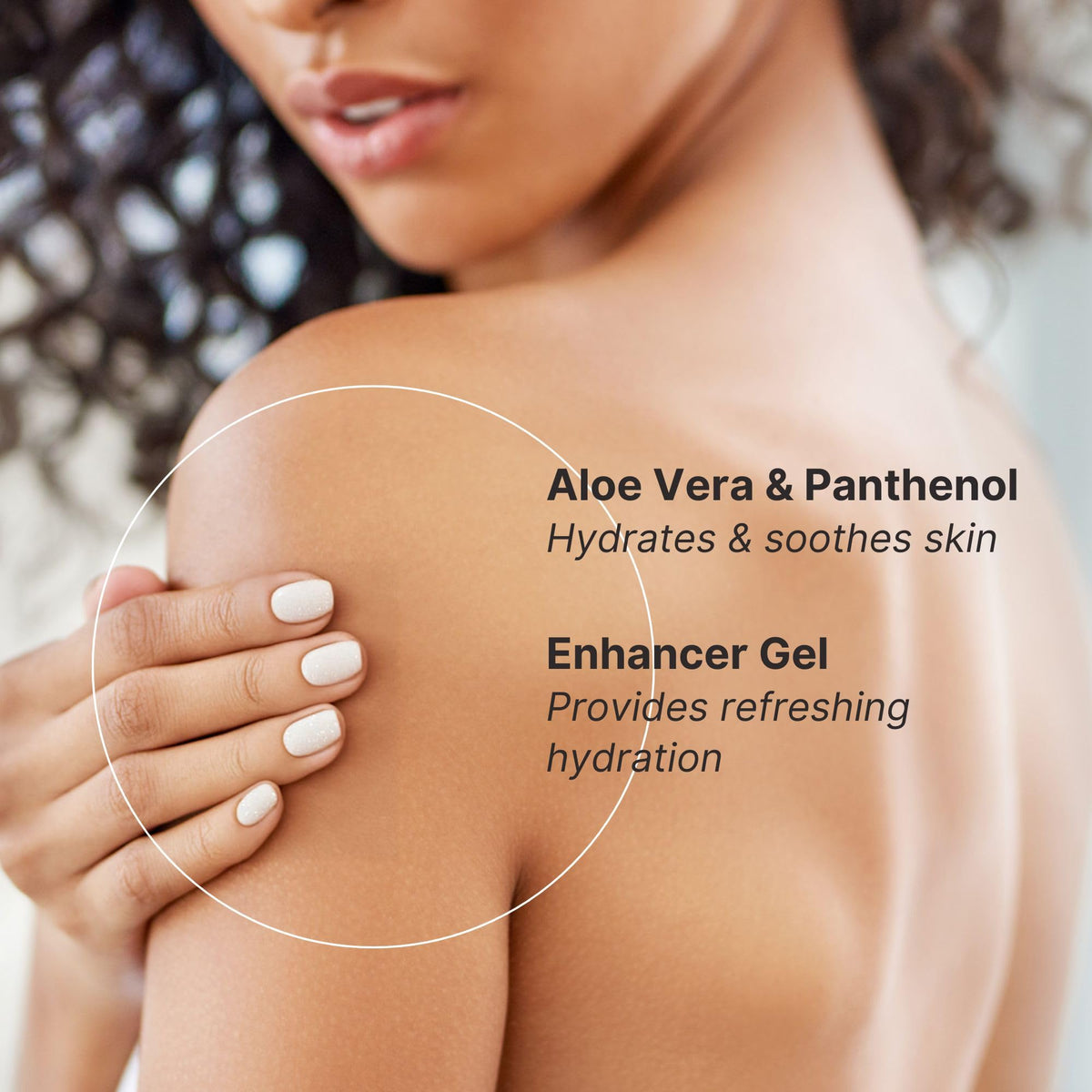 Nu Skin gel texture close-up showing lightweight clear gel and fast absorption benefit
