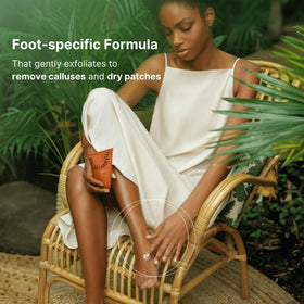 Nu Skin Epoch Sole Solution applied to heel demonstrating softened skin benefit