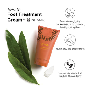 Nu Skin Epoch Sole Solution ingredient display highlighting papain and urea benefits