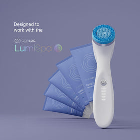 Nu Skin cleanser pictured on LumiSpa head to show compatibility and improved performance