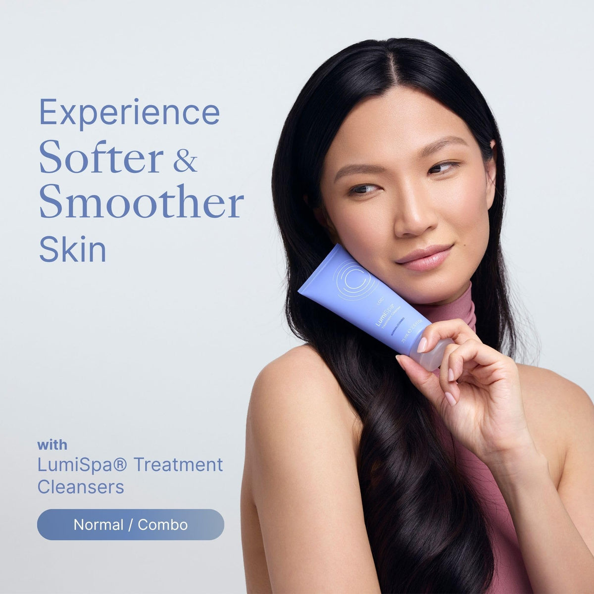 Nu Skin texture swatch on skin showing gentle foam and smooth LumiSpa glide