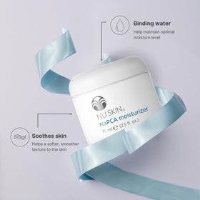 Nu Skin NaPCA Moisturizer dispensing from pump highlighting easy application