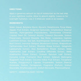 Nu Skin pillow glow label ingredients closeup revealing bioadaptive botanical blend