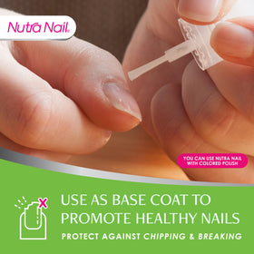 Nutra Nail bottle held in hand showing compact 0.47 fl oz scale