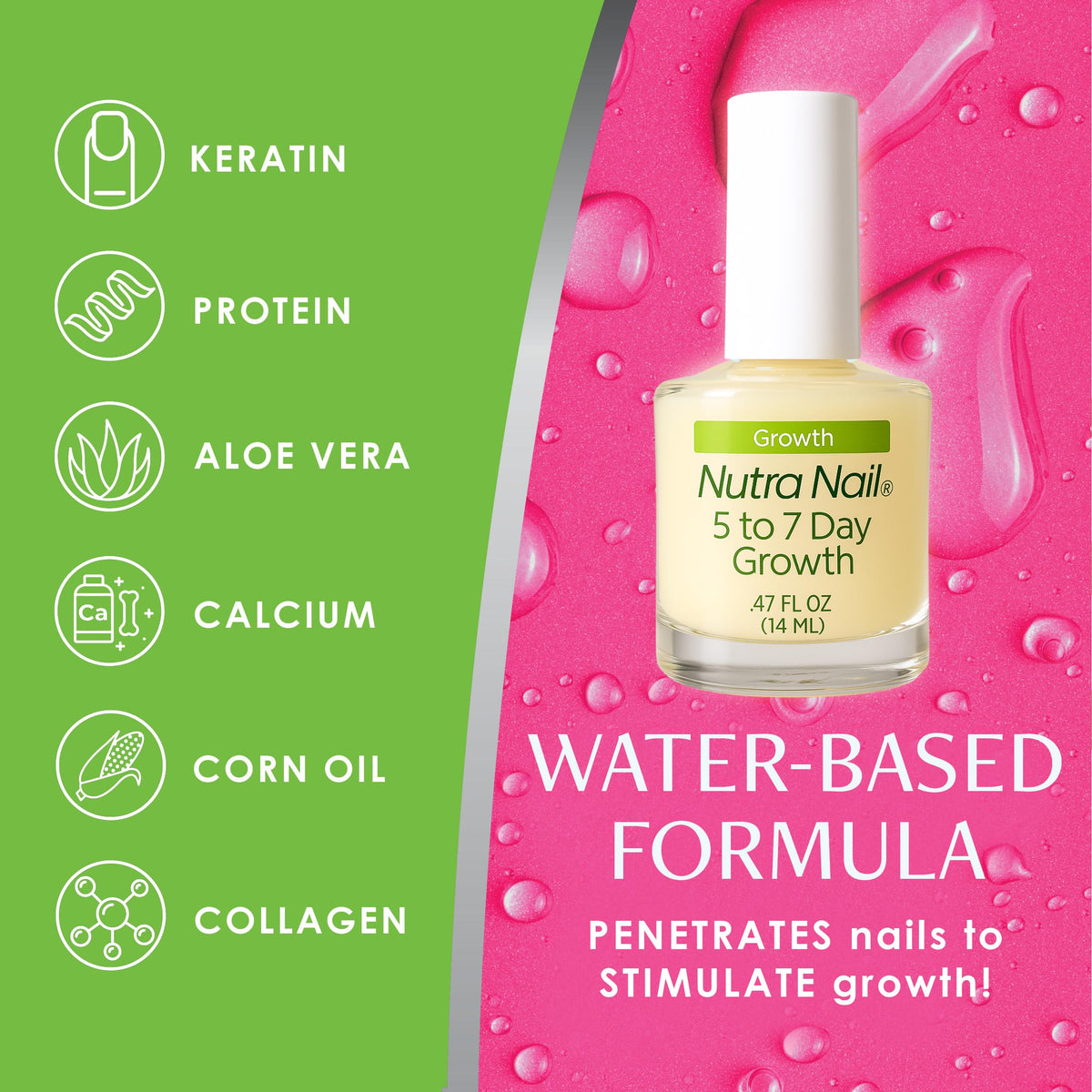Nutra Nail ingredient label displaying vitamins and protein components