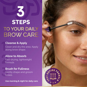 NUTRAHARMONY lifestyle model with defined brows showing polished, natural look benefit