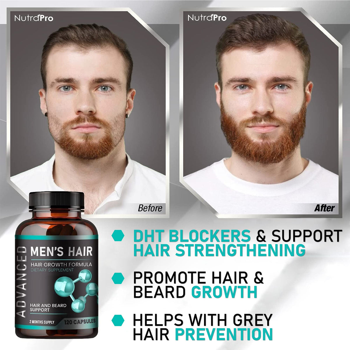 Hand holding NutraPro capsules to show size and recommended serving clarity