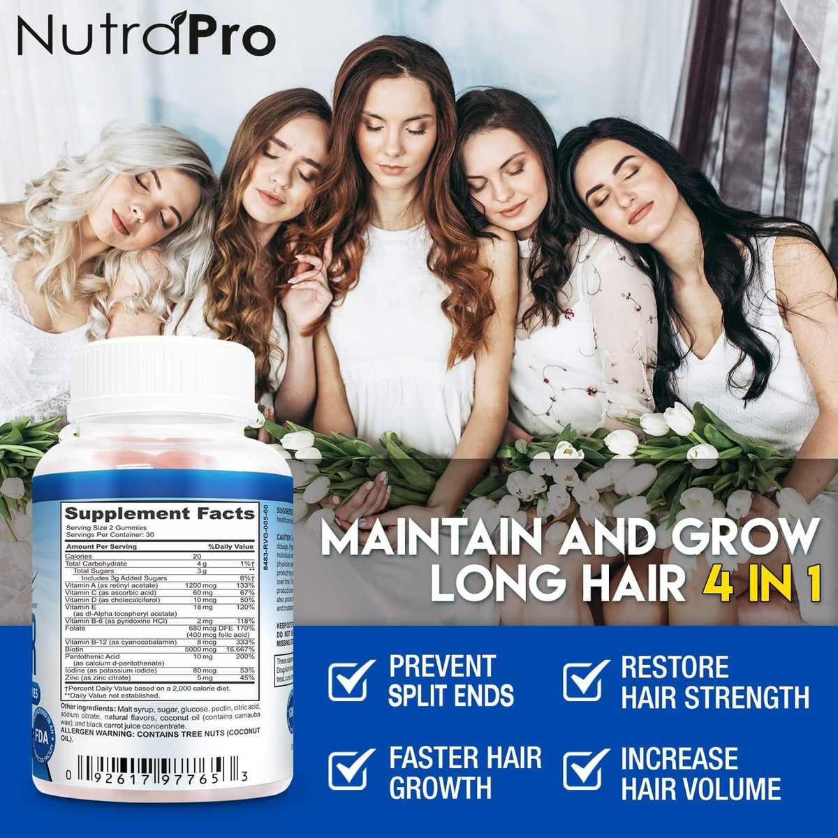 Hand holding NutraPro gummy to show size and chewable convenience