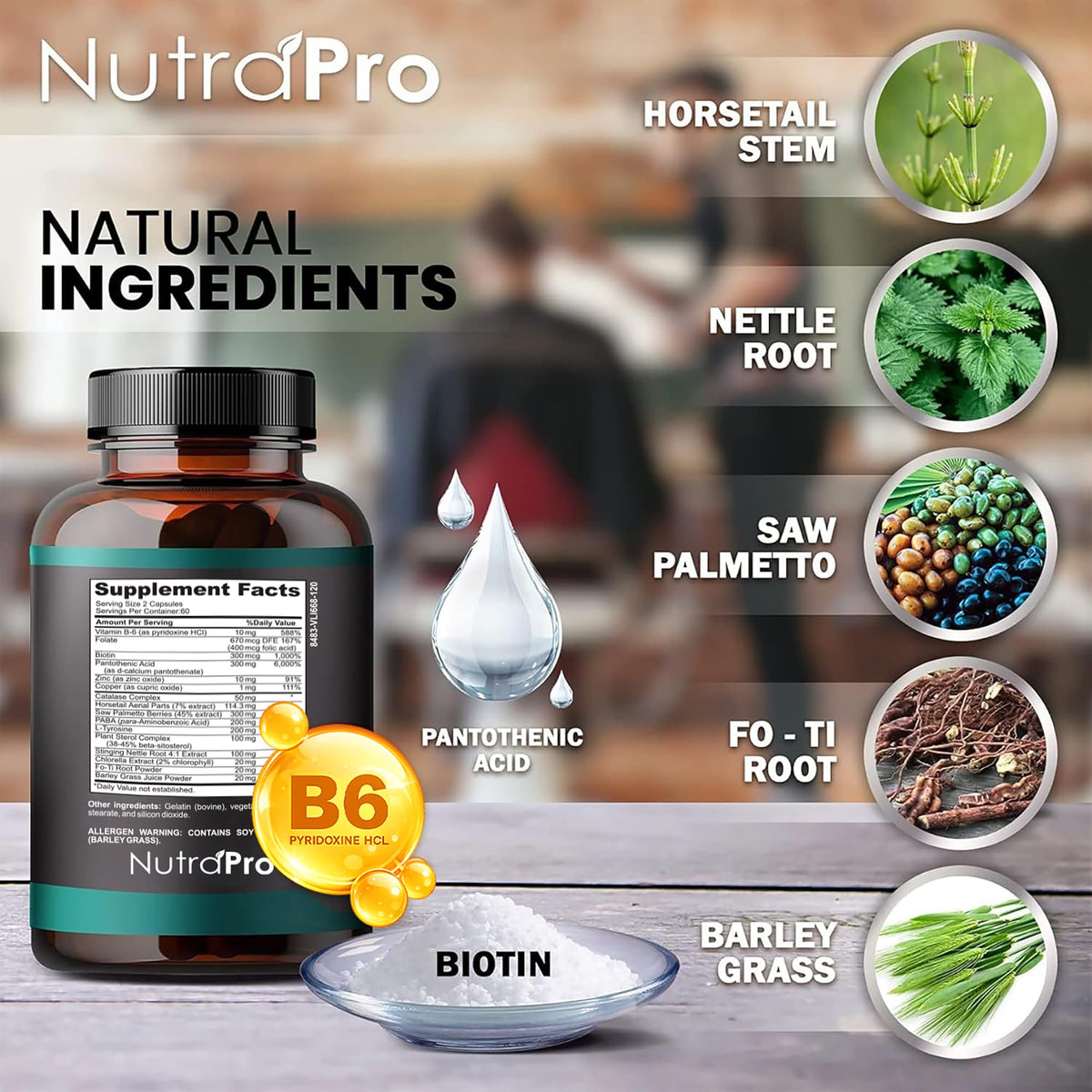 Close-up of NutraPro supplement label listing key ingredients for informed choice