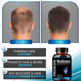 Man taking NutraPro MenGrowth in bathroom demonstrating daily routine support
