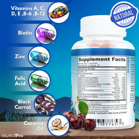 NutraPro gummy next to a coin showing scale and easy serving size