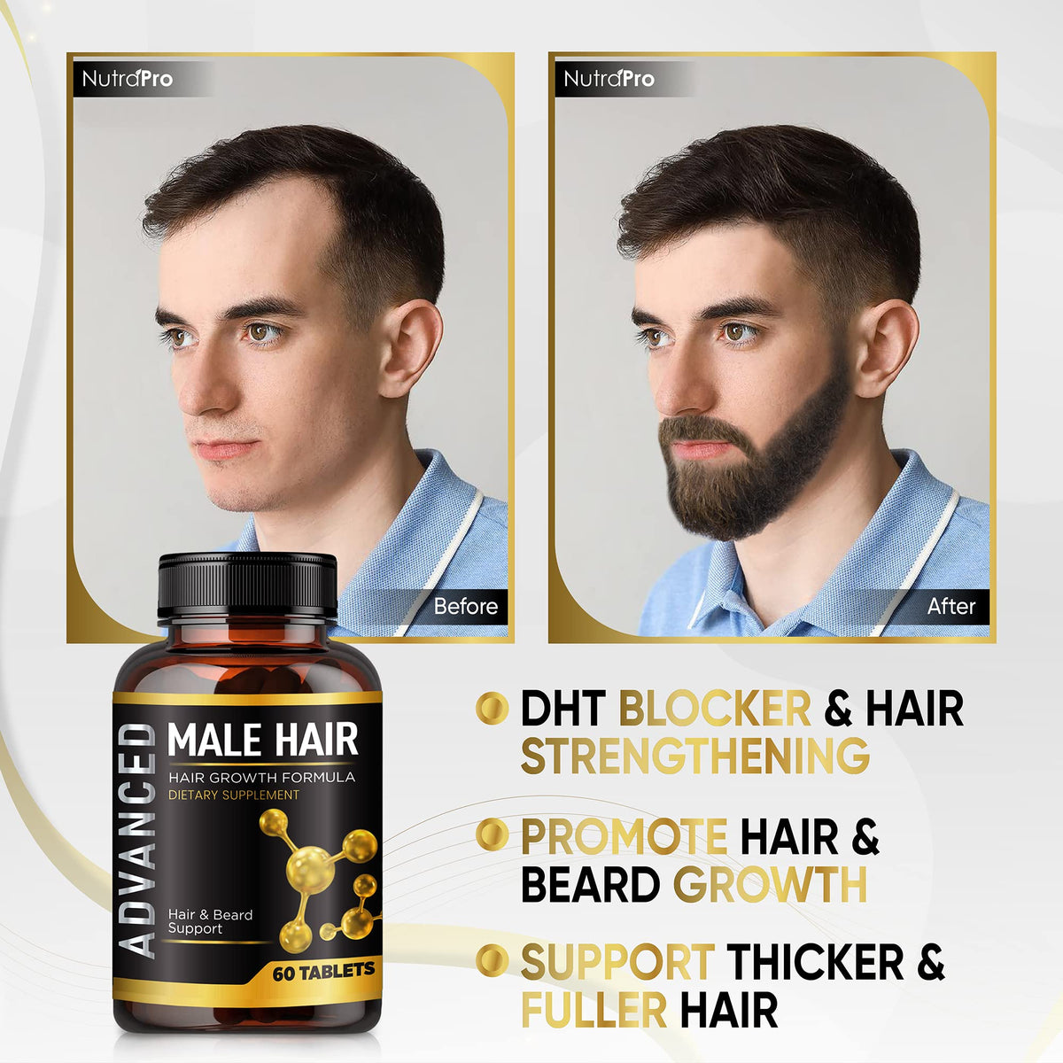NutraPro before and after hair texture comparison demonstrating fuller hair
