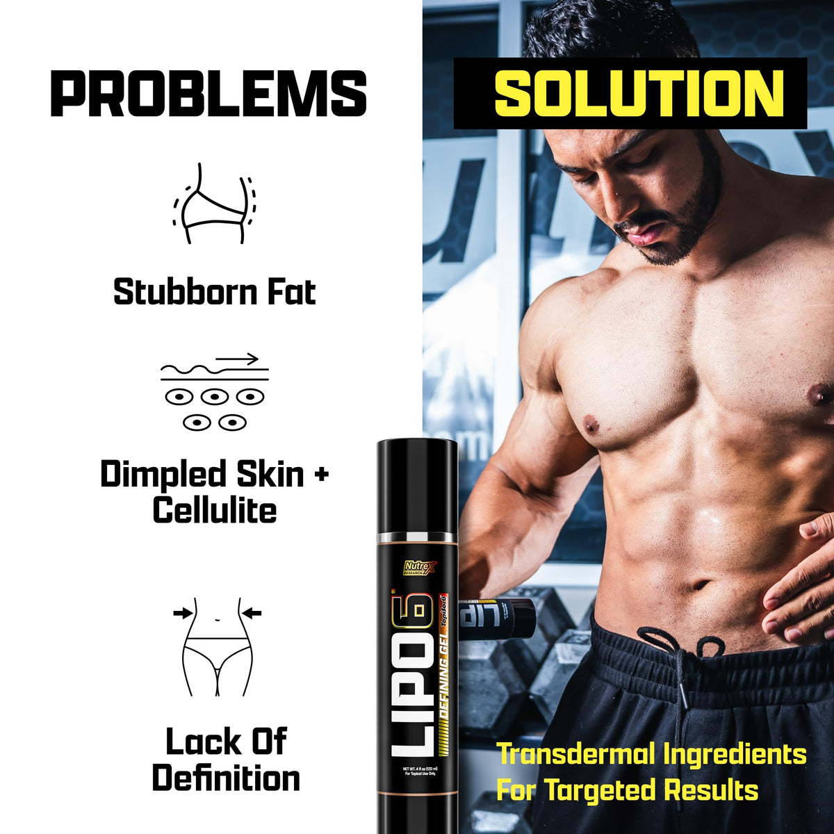 Nutrex Research Lipo-6 gel texture close-up highlighting fast absorption