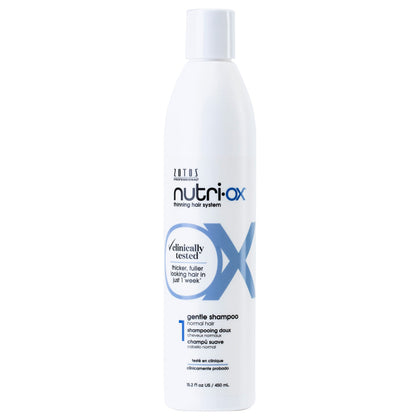 NUTRI-OX bottle front view showing peppermint shampoo and benefits