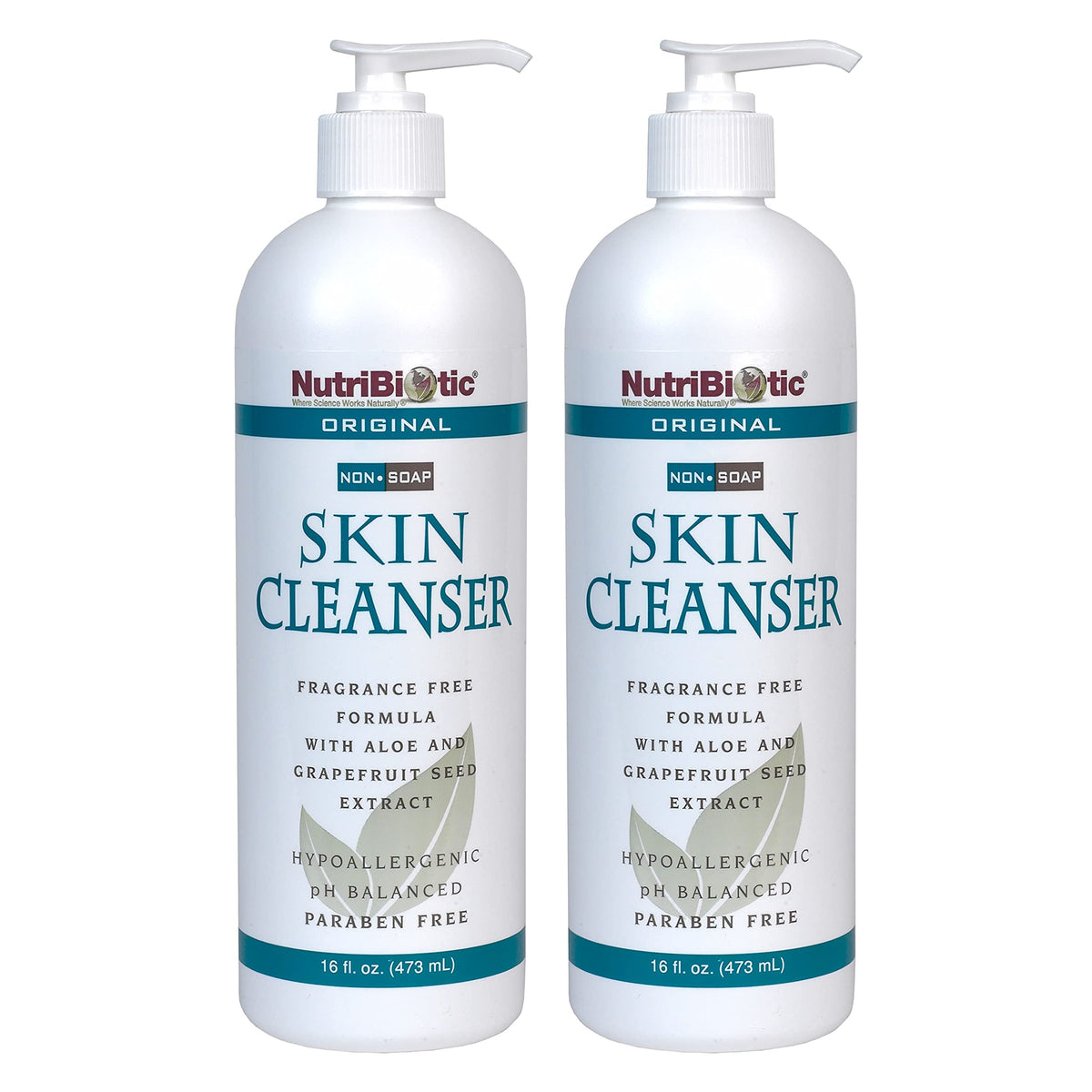 NutriBiotic twin 16 oz bottles front view showing clean packaging and size benefits