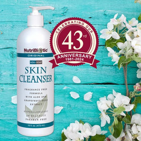 NutriBiotic cleanser being dispensed to show smooth non-soap texture and gentle lather