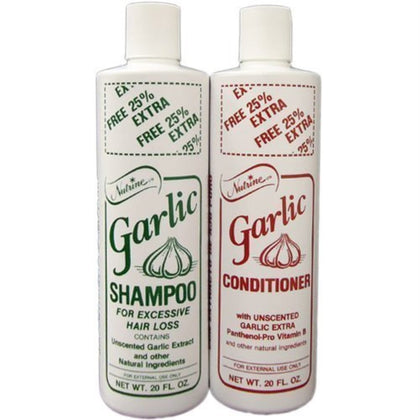 Nutrine shampoo and conditioner front packaging showing unscented 20oz bottles and clear labels benefit gentle care