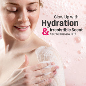 Nutrius creamy body wash texture on fingertips showing rich hydration
