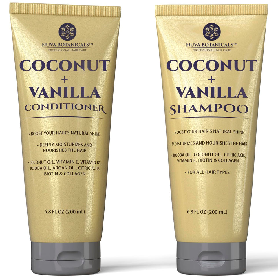 Nuva Botanicals front packaging showing coconut vanilla scent and size benefit