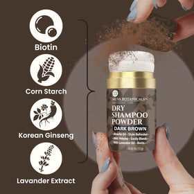 Nuva Botanicals applying powder to roots by hand for quick oil absorption and volume