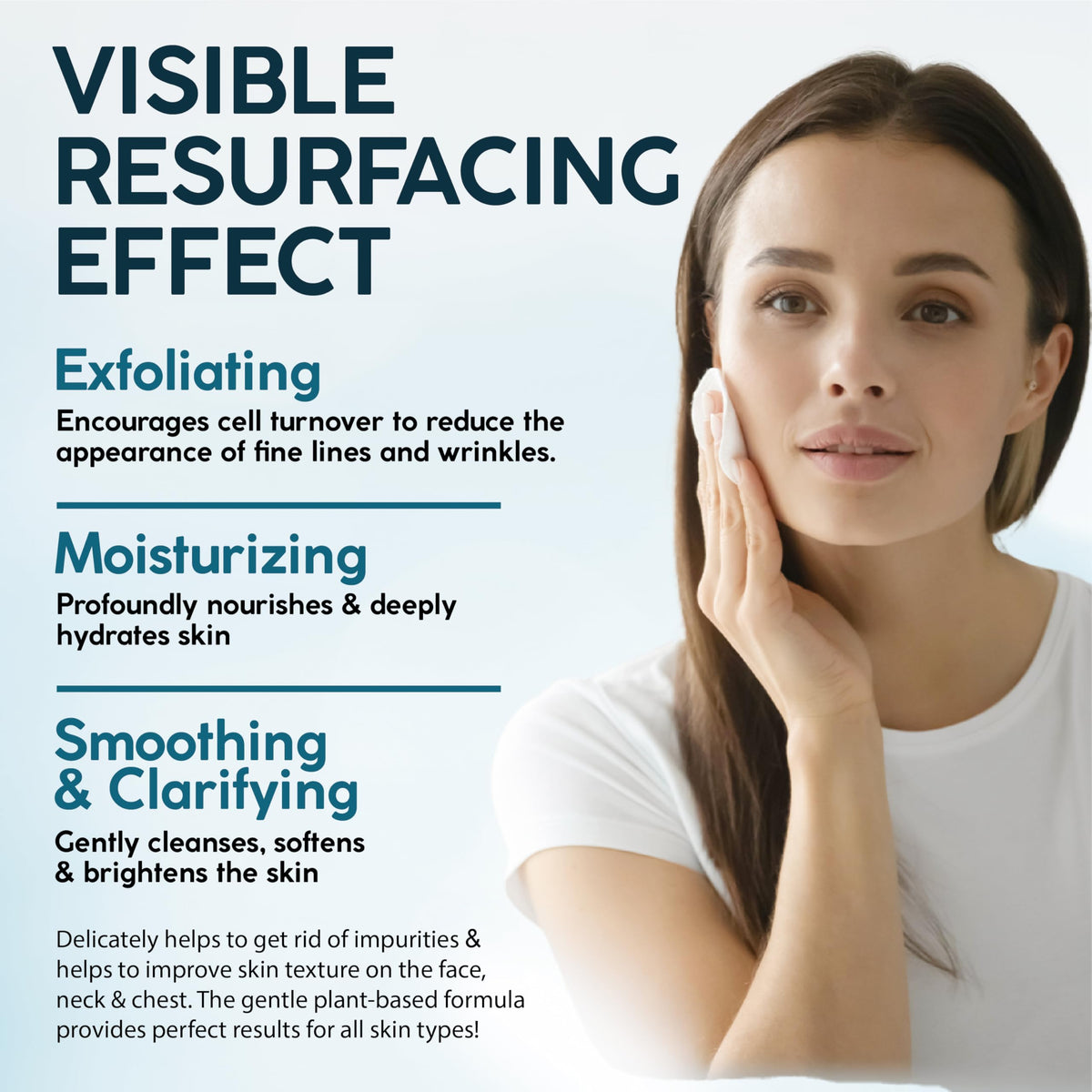 nuvadermis lifestyle shot applying pads to face neck and chest for even skin