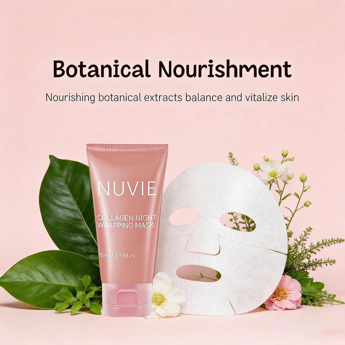 Nuvie brush beside jar demonstrating even application and easy use