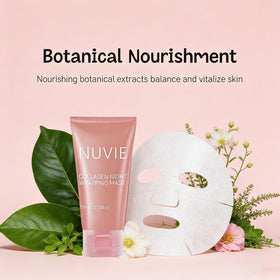 Nuvie brush beside jar demonstrating even application and easy use