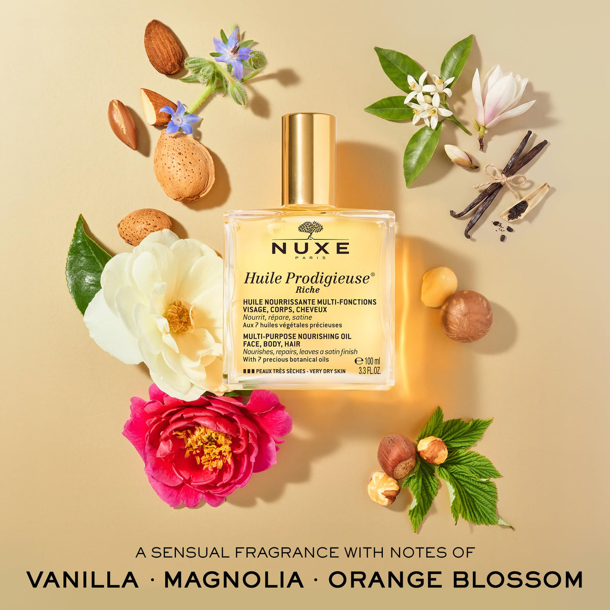 NUXE bottle on bathroom shelf offering a stylish self care scene