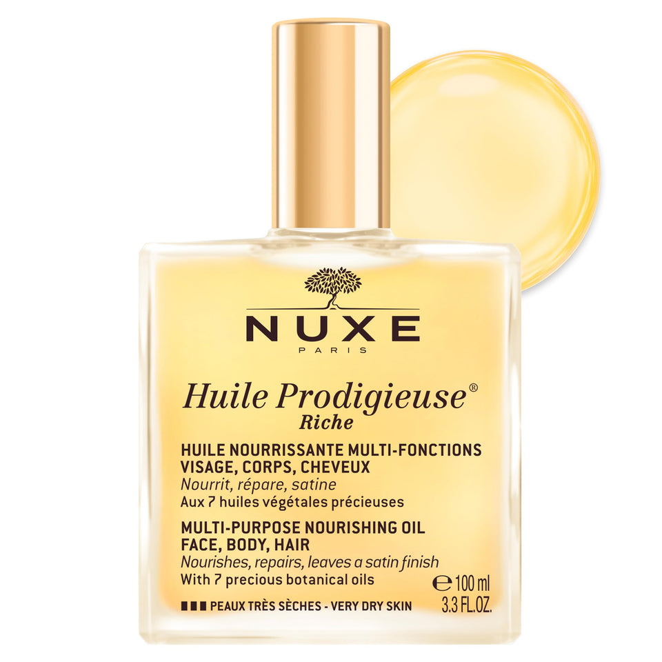 NUXE front glass bottle showing luxurious design and ease of use