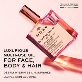 NUXE back label close-up listing 7 botanical oils and ingredient clarity