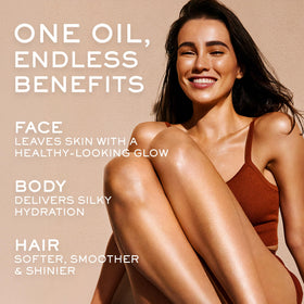 NUXE massaging oil into legs for soft, moisturized skin benefit