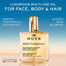 NUXE bottle pump and label highlighting ingredient transparency and design