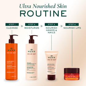 NUXE ingredients honey and shea butter visual emphasizing nourishing, natural-origin components