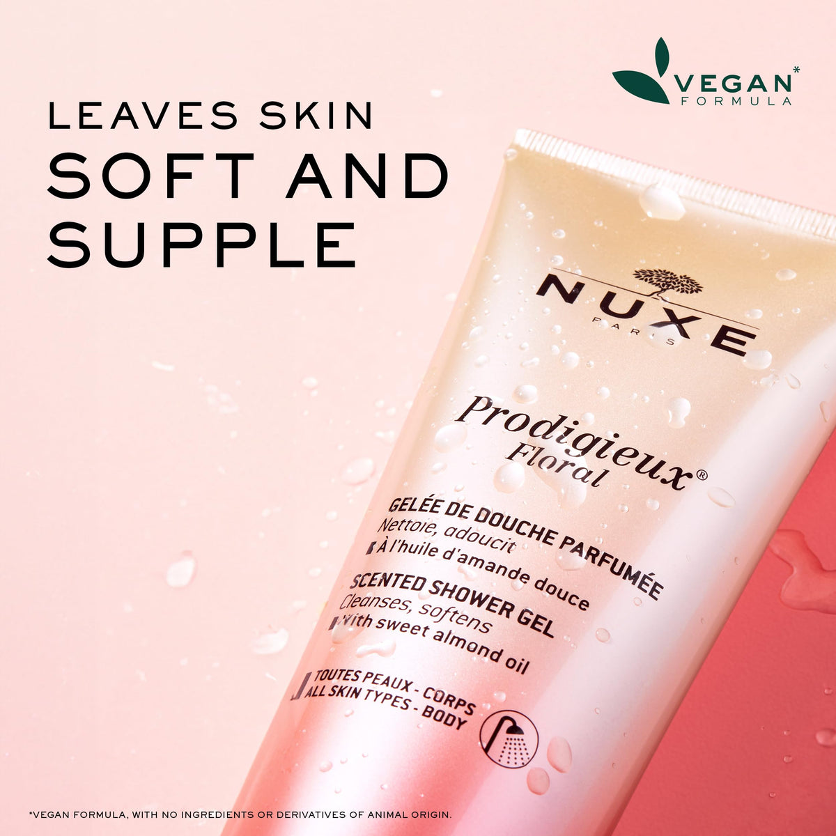NUXE creamy lather texture on hand showing nourishing foam benefit