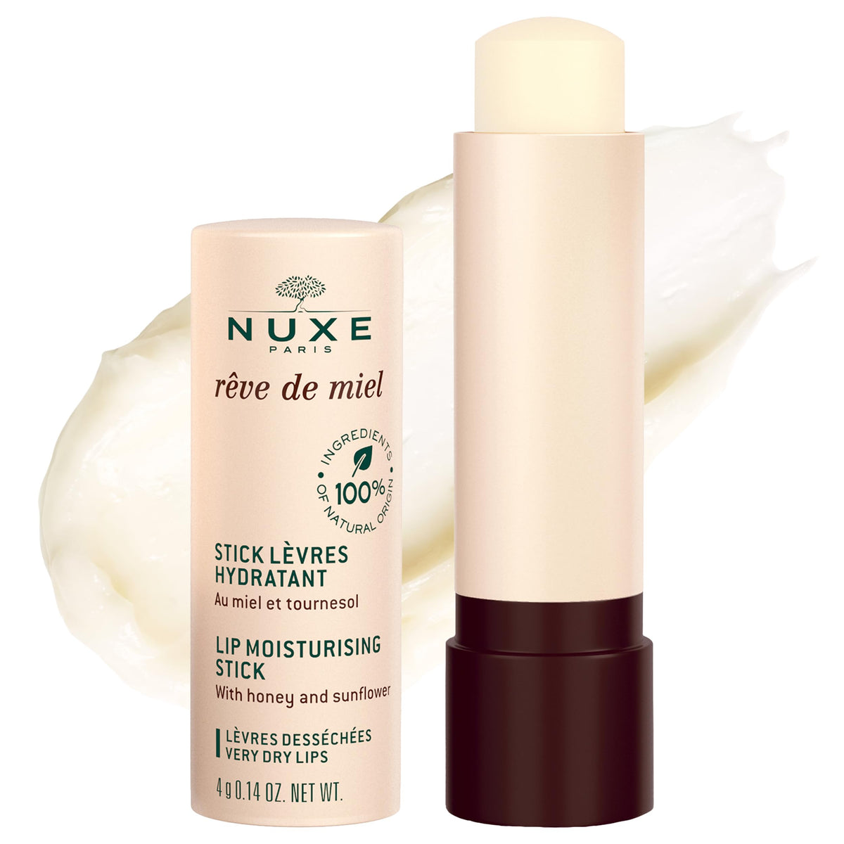 nuxe lip balm front stick showing product for instant moisture
