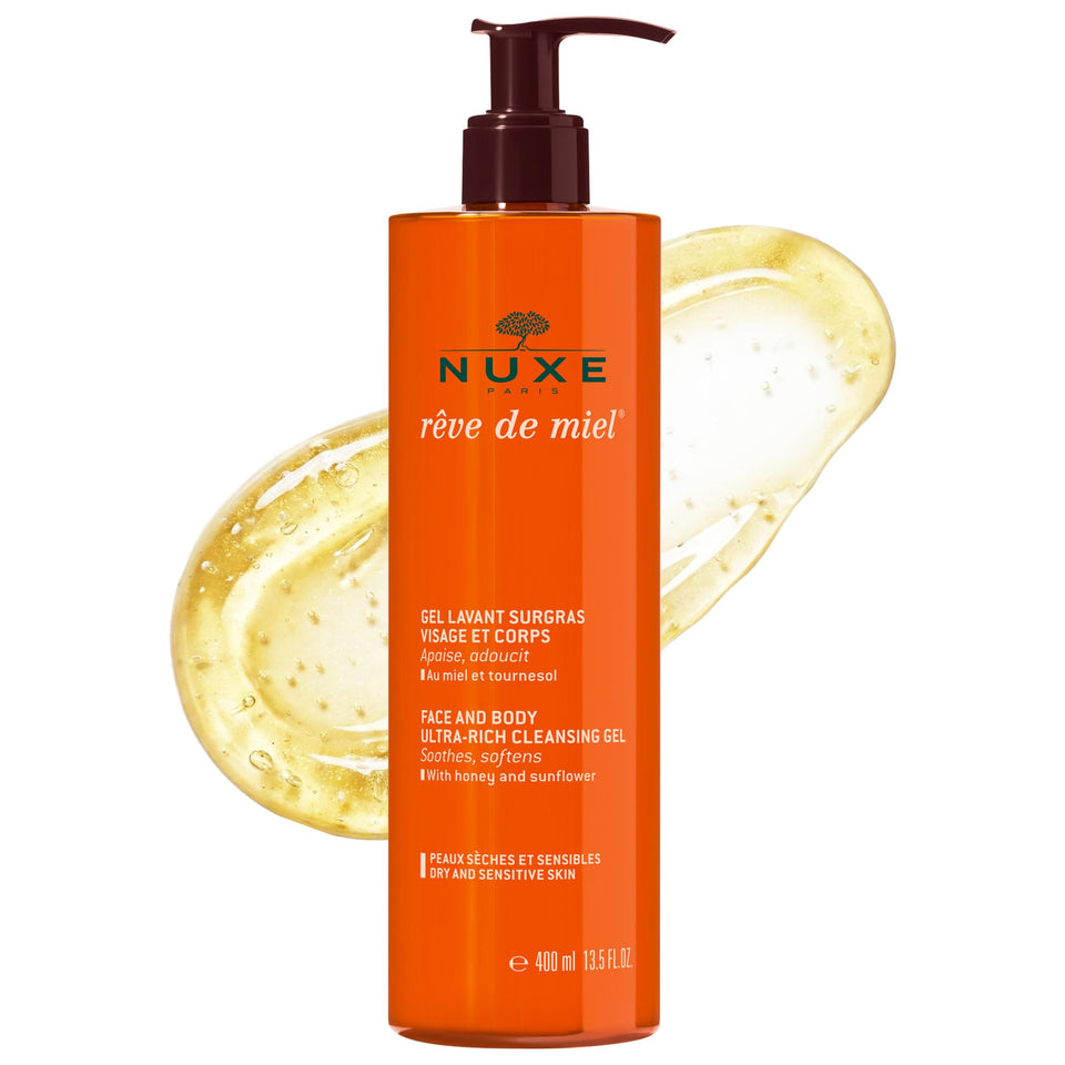 NUXE front packaging showing bottle and label, highlights gentle cleansing