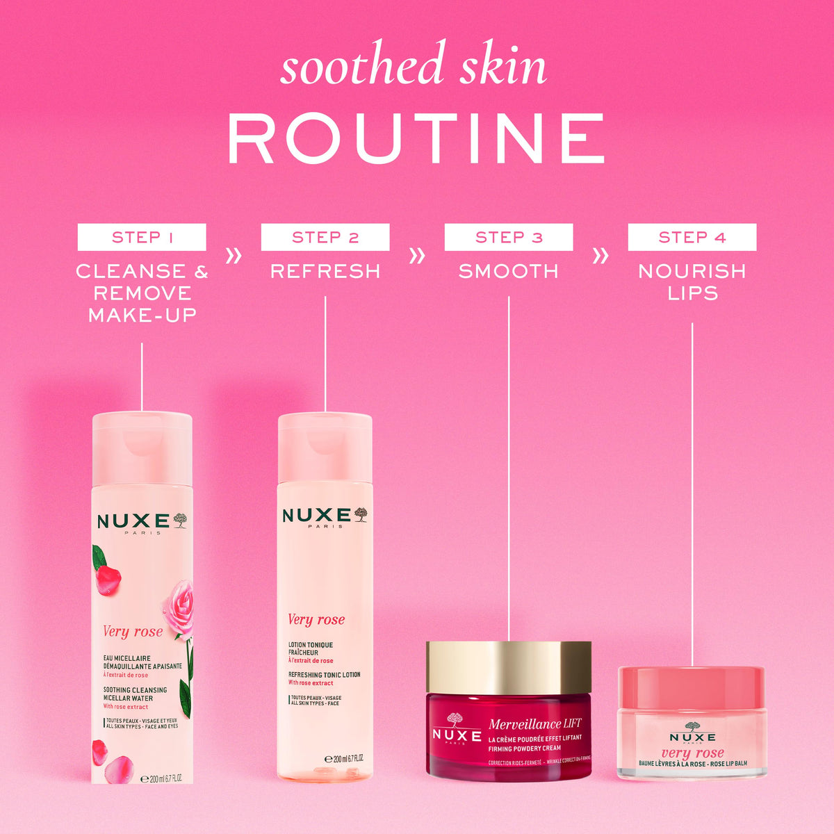 NUXE Very Rose in bathroom lifestyle setting promoting soothing daily ritual