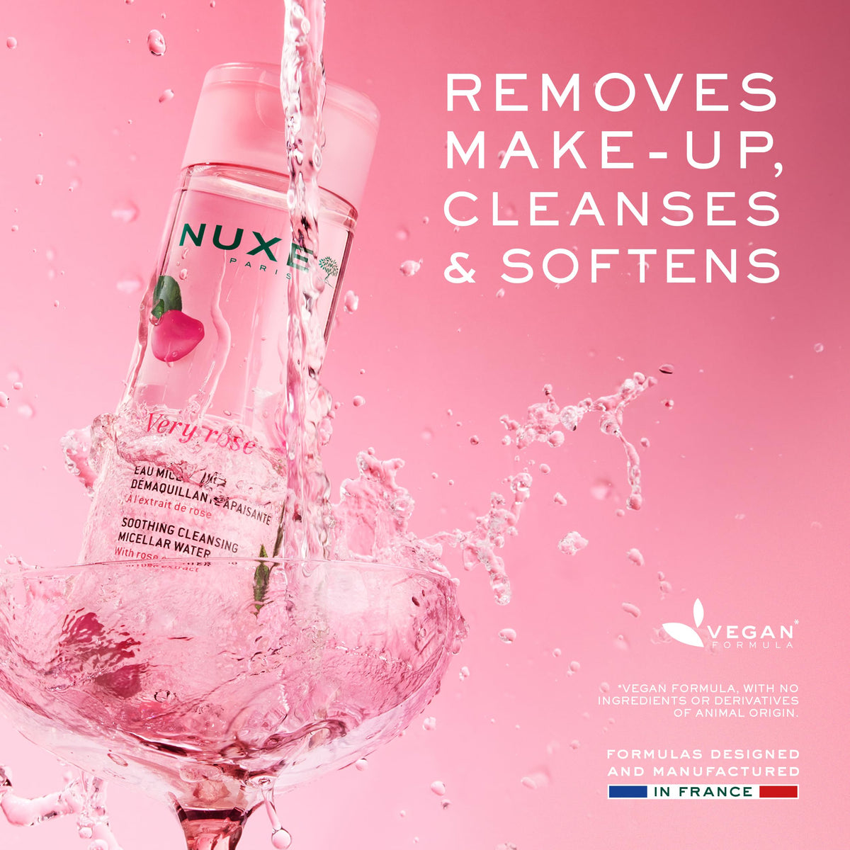 NUXE Very Rose bottle label detail highlighting botanical skin-respect complex