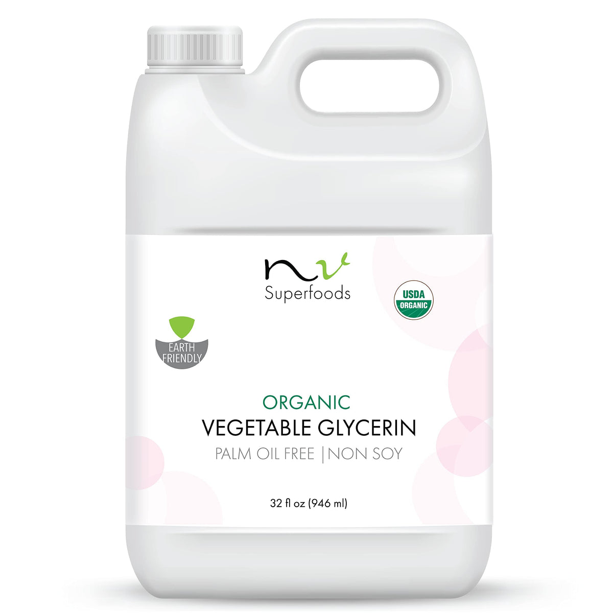 NV Superfoods front label showing organic glycerin and benefits