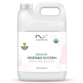 NV Superfoods front label showing organic glycerin and benefits