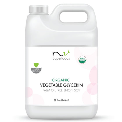 NV Superfoods front label showing organic glycerin and benefits