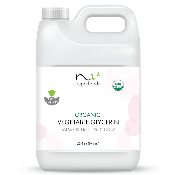 NV Superfoods front label showing organic glycerin and benefits