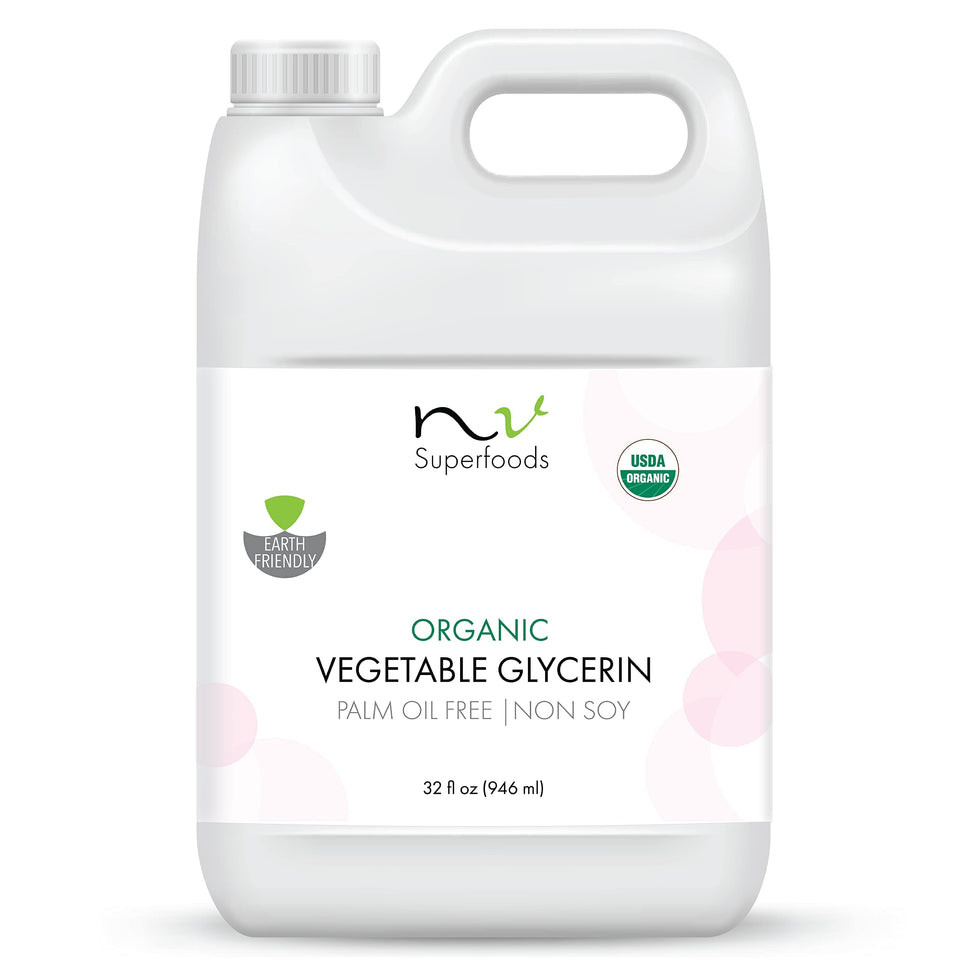 NV Superfoods front label showing organic glycerin and benefits