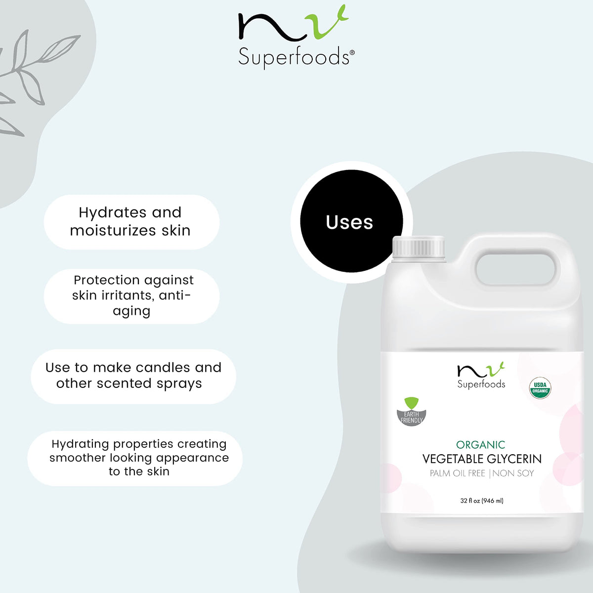 NV Superfoods pouring glycerin texture demonstrating smooth consistency