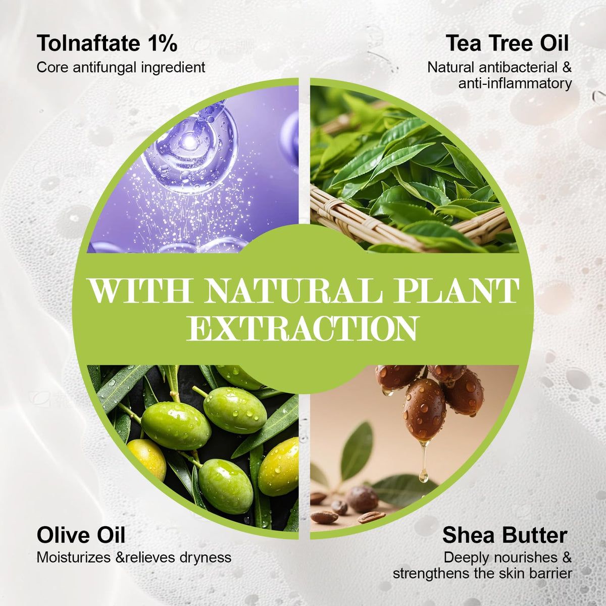 NXPPYY label close-up listing tolnaftate, tea tree and NDC