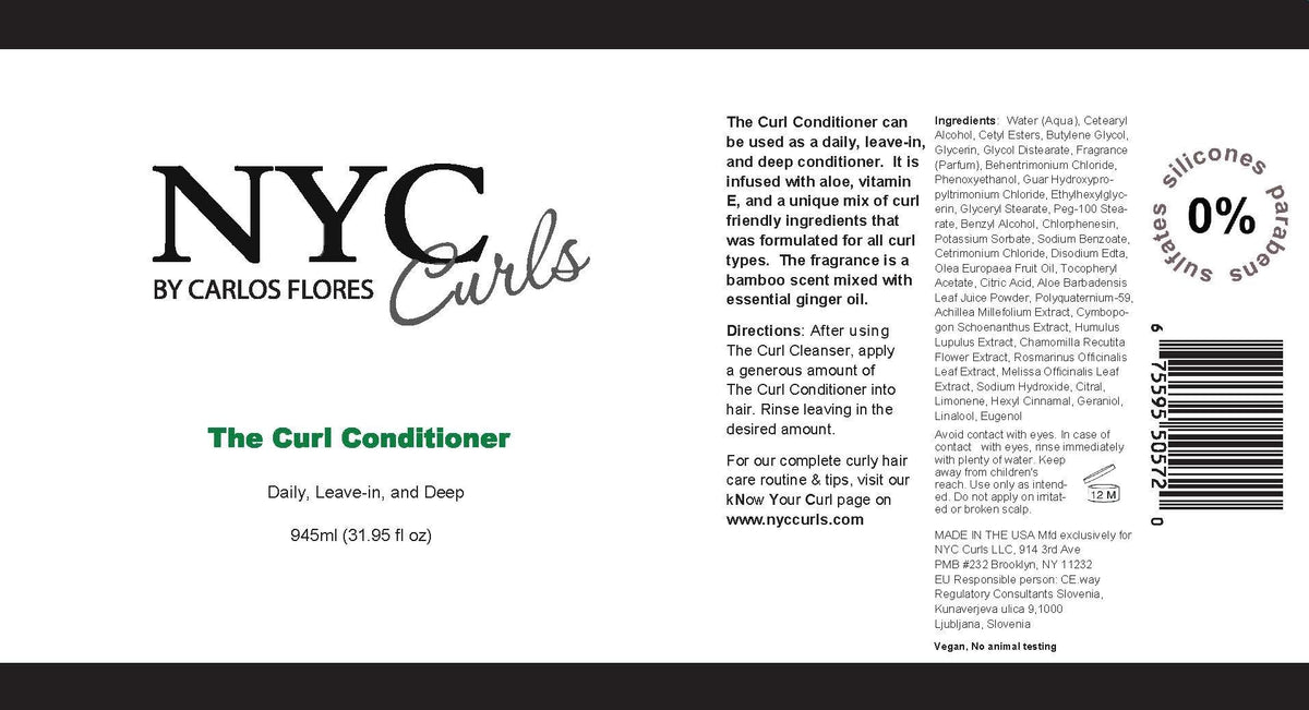 NYC Curls conditioner in hand demonstrating large 945ml size and value