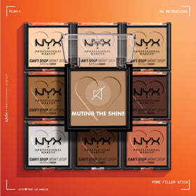 NYX PROFESSIONAL MAKEUP applicator puff beside powder for quick touch-up convenience